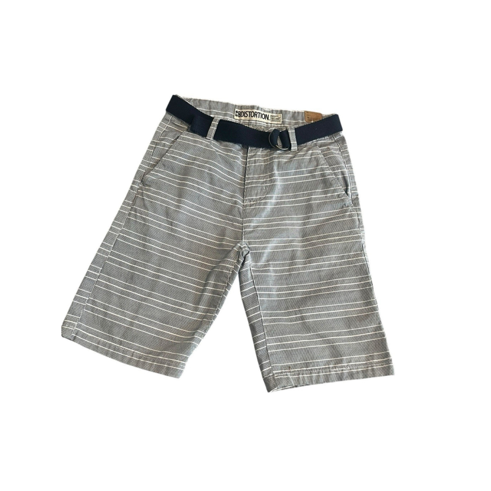 Distortion Boys Size 8 Navy Striped Belted Bermuda Shorts
